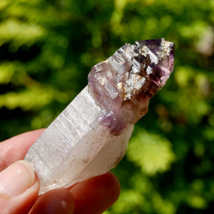 Tantric Twin Smoky Amethyst Quartz Crystal Elestial Scepter