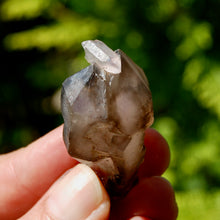 Load image into Gallery viewer, RARE DT Cross Smoky Amethyst Quartz Crystal Elestial Scepter Tantric Twin
