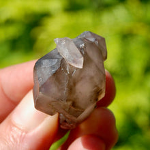 Load image into Gallery viewer, RARE DT Cross Smoky Amethyst Quartz Crystal Elestial Scepter Tantric Twin
