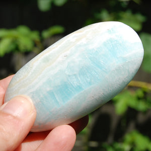 Caribbean Blue Calcite Crystal Palm Stone