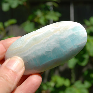 Caribbean Blue Calcite Crystal Palm Stone