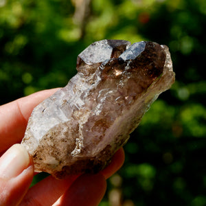 Smoky Amethyst Quartz Crystal Elestial, Specular Hematite Lepidocrocite