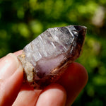 Smoky Elestial Amethyst Quartz Crystal Scepter, Specular Hematite Lepidocrocite, Zimbabwe