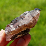 Smoky Amethyst Quartz Crystal Elestial, Specular Hematite Lepidocrocite, Zimbabwe