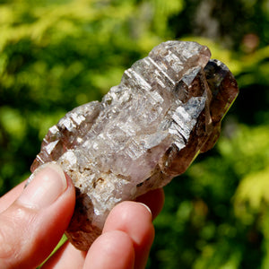 Smoky Amethyst Quartz Crystal Elestial, Specular Hematite Lepidocrocite