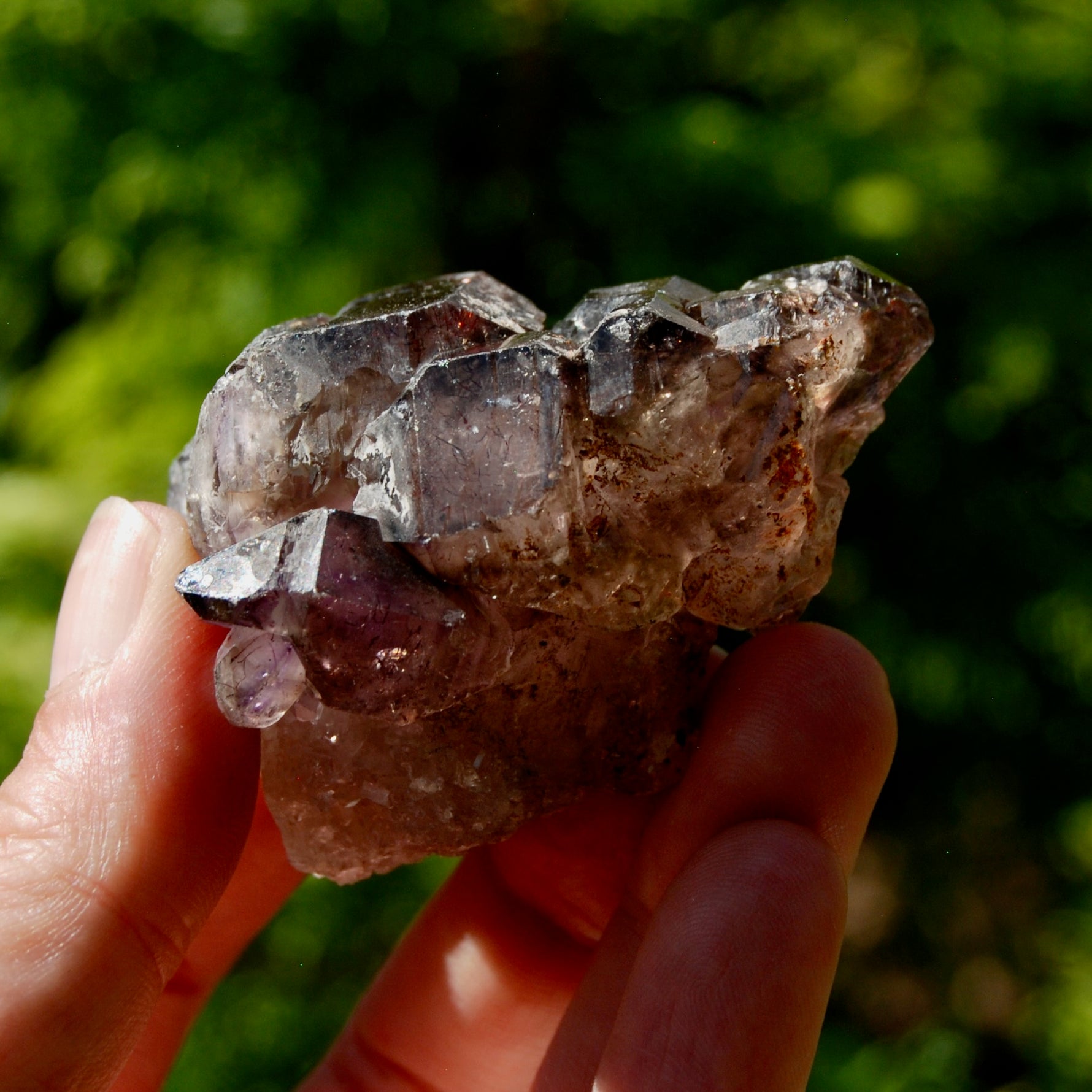Smoky Amethyst Quartz Crystal Self Standing Elestial