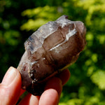 ET Smoky Elestial Amethyst Quartz Crystal, Sparkling Red Specular Hematite