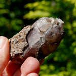ET Smoky Elestial Amethyst Quartz Crystal, Sparkling Red Specular Hematite