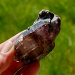 ET Smoky Elestial Amethyst Quartz Crystal, Sparkling Red Specular Hematite