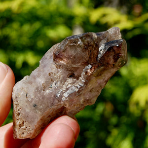 Smoky Amethyst Quartz Crystal Elestial, Specular Hematite Lepidocrocite