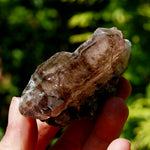 Smoky Phantom Elestial Amethyst Quartz Crystal, Glittering Red Specular Hematite