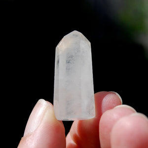 White Amphibole Quartz Crystal Mini Tower, Angel Phantom Quartz, Brazil