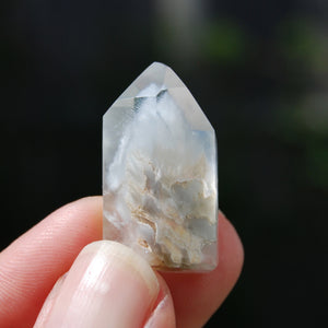 Blue Amphibole Quartz Crystal Tower