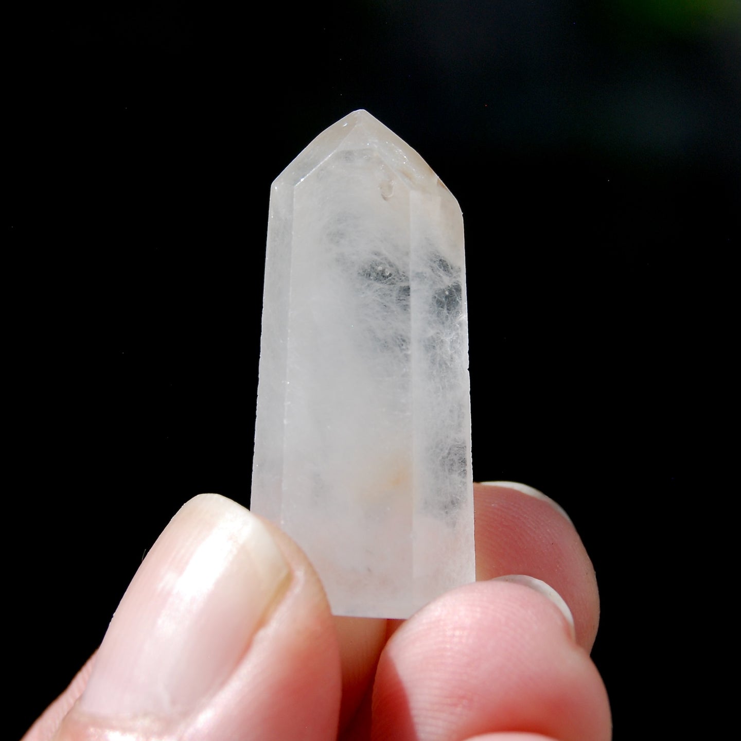 White Amphibole Quartz Crystal Mini Tower, Angel Phantom Quartz, Brazil