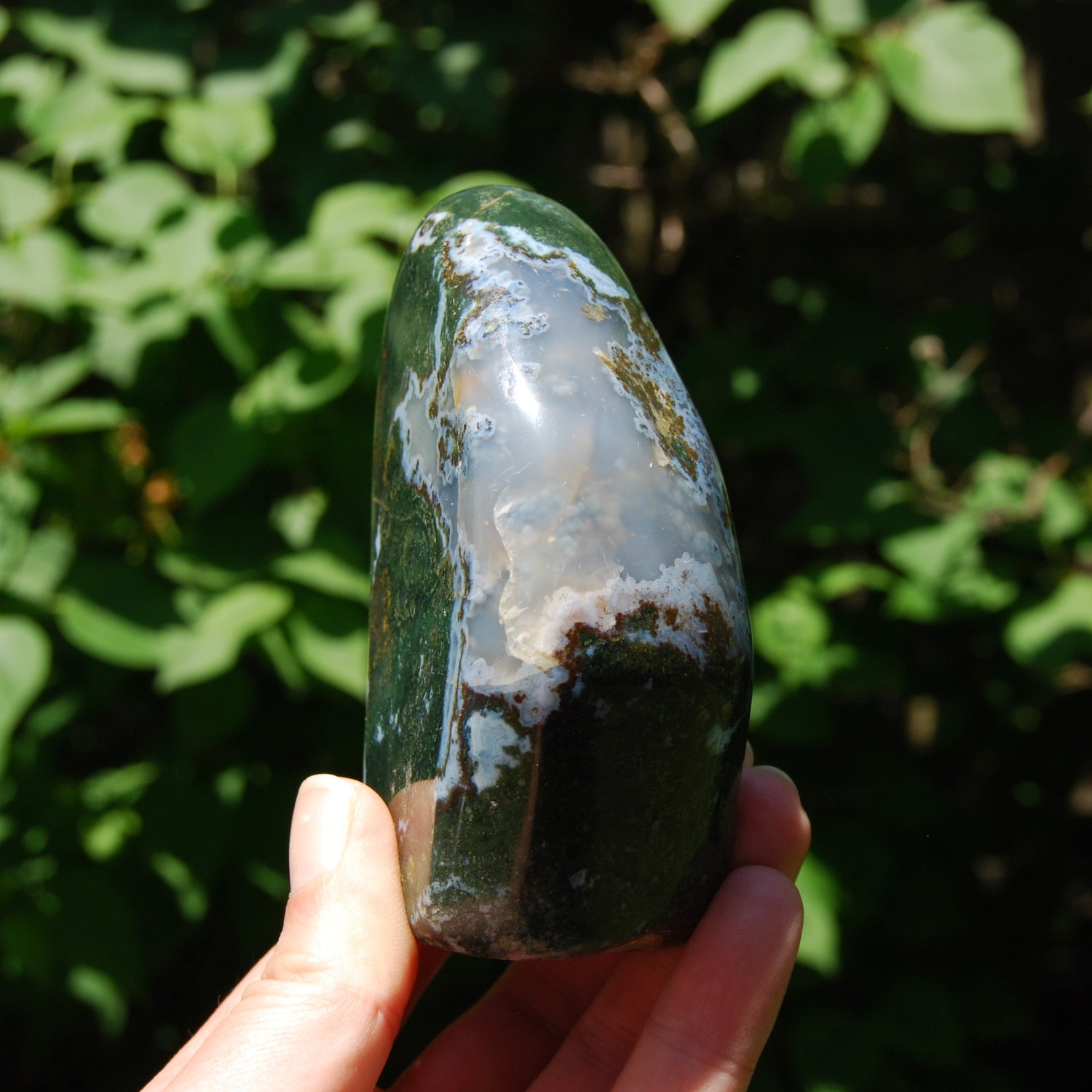Large Moss Agate Crystal Freeform Tower
