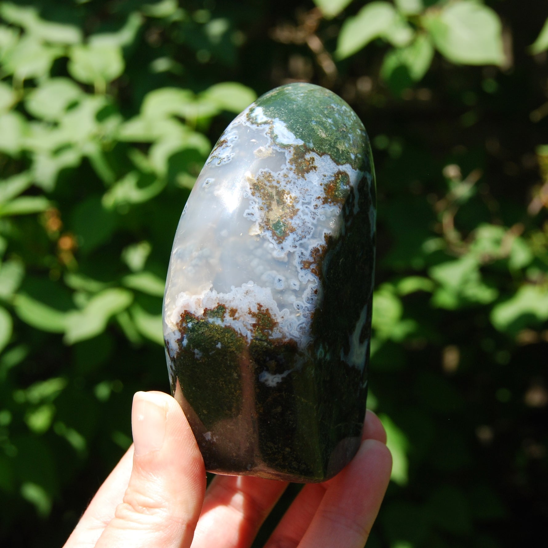 Large Moss Agate Crystal Freeform Tower