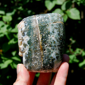 Large Orbicular Ocean Jasper Crystal Freeform Tower