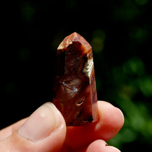 Blue Red Amphibole Quartz Crystal Mini Tower