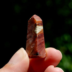 Blue Red Amphibole Quartz Crystal Mini Tower