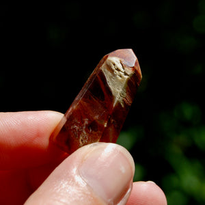 Blue Red Amphibole Quartz Crystal Mini Tower