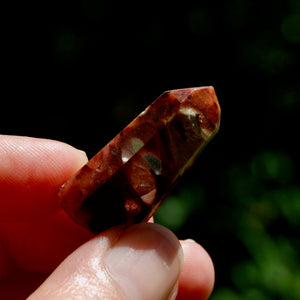 Blue Red Amphibole Quartz Crystal Mini Tower