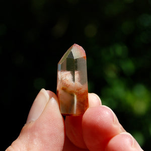 Blue Red Amphibole Quartz Crystal Mini Tower, Blue Angel Phantom Quartz