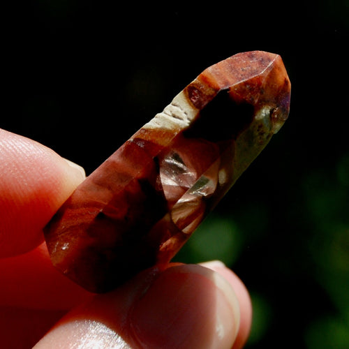 Blue Red Amphibole Quartz Crystal Mini Tower