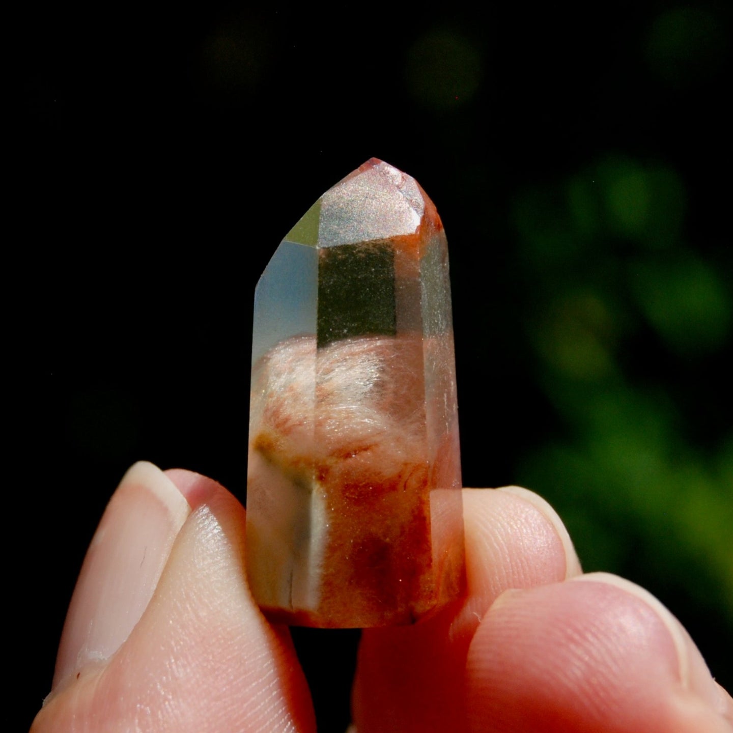 Blue Red Amphibole Quartz Crystal Mini Tower, Blue Angel Phantom Quartz