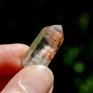 Blue Red Amphibole Quartz Crystal Mini Tower, Blue Angel Phantom Quartz