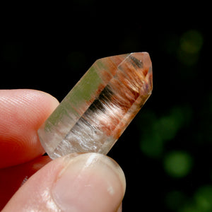 Blue Red Amphibole Quartz Crystal Mini Tower, Blue Angel Phantom Quartz