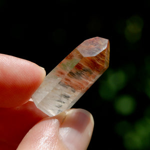 Blue Red Amphibole Quartz Crystal Mini Tower, Blue Angel Phantom Quartz