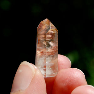 Blue Red Amphibole Quartz Crystal Mini Tower, Blue Angel Phantom Quartz