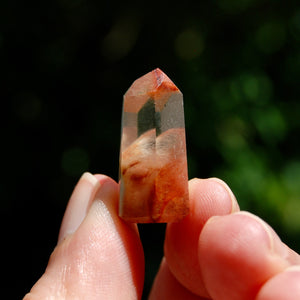 Blue Red Amphibole Quartz Crystal Mini Tower, Blue Angel Phantom Quartz