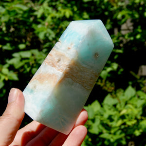 Caribbean Blue Calcite Crystal Tower