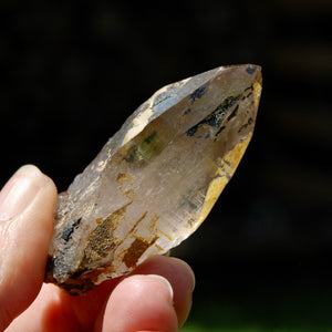 Raw Smoky Quartz Crystal Point, Akashic Lines, Malawi