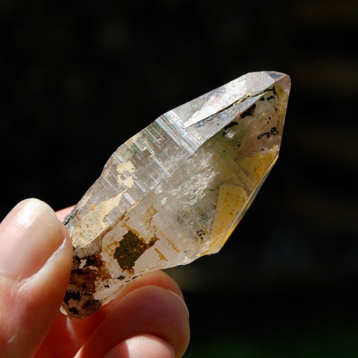 Raw Smoky Quartz Crystal Point, Akashic Lines, Malawi