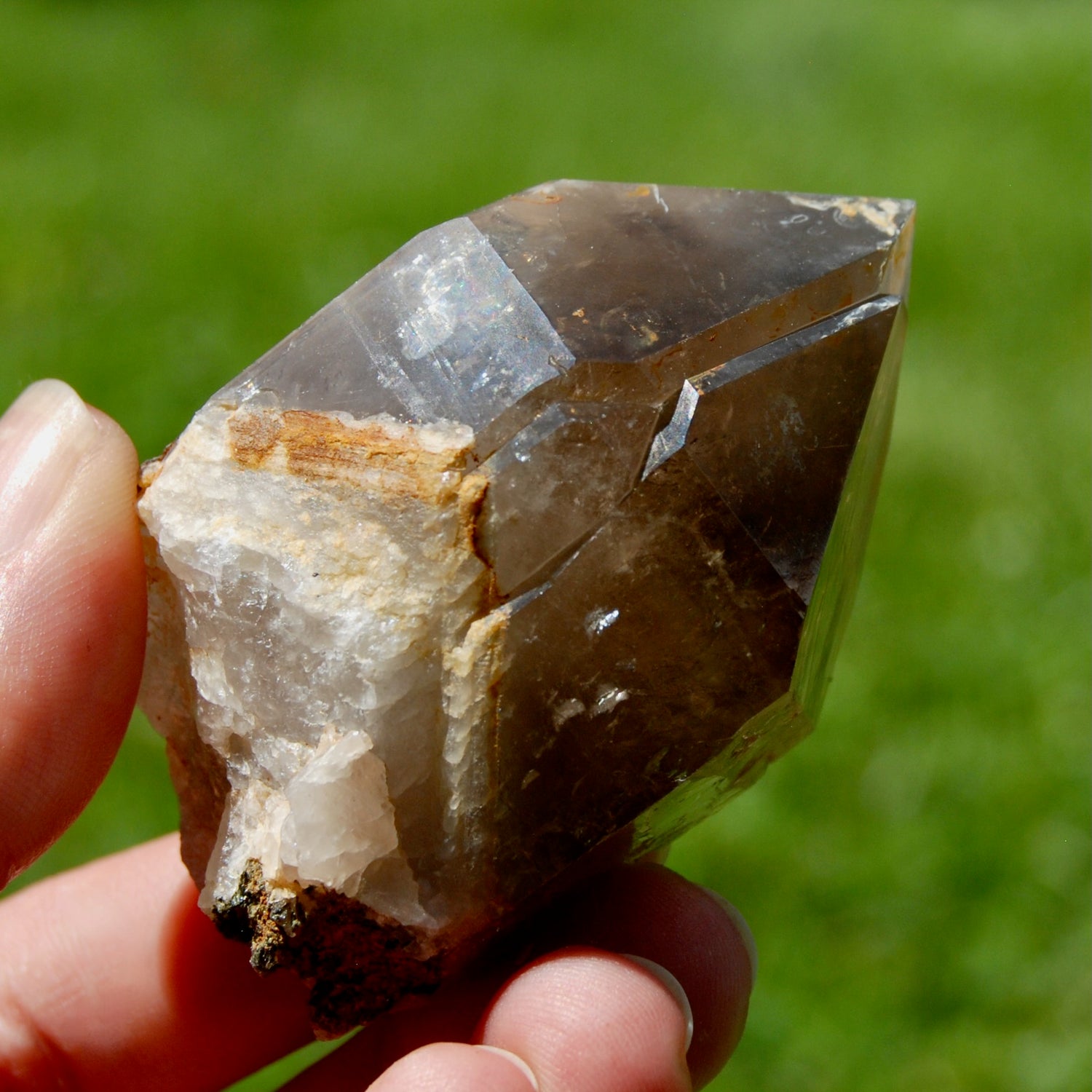 Rainbow Filled Tantric Twin Smoky Quartz Crystal Stabrary, Akashic Lines, Malawi