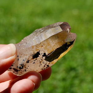 Tantric Triplet Twin Smoky Quartz Crystal Cathedral Starbrary, Akashic Lines, Malawi