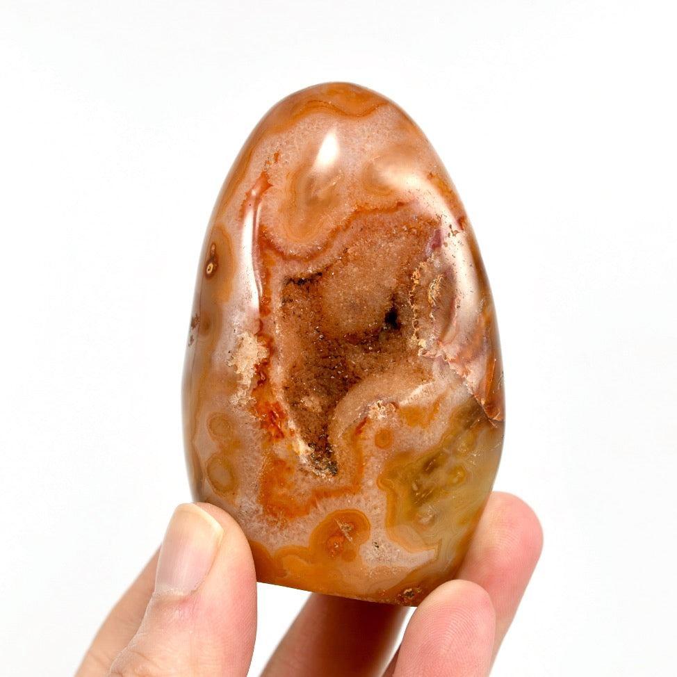Orbicular Carnelian Agate Crystal Freeform Tower
