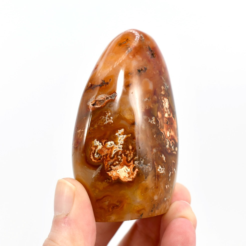 Orbicular Carnelian Agate Crystal Freeform Tower