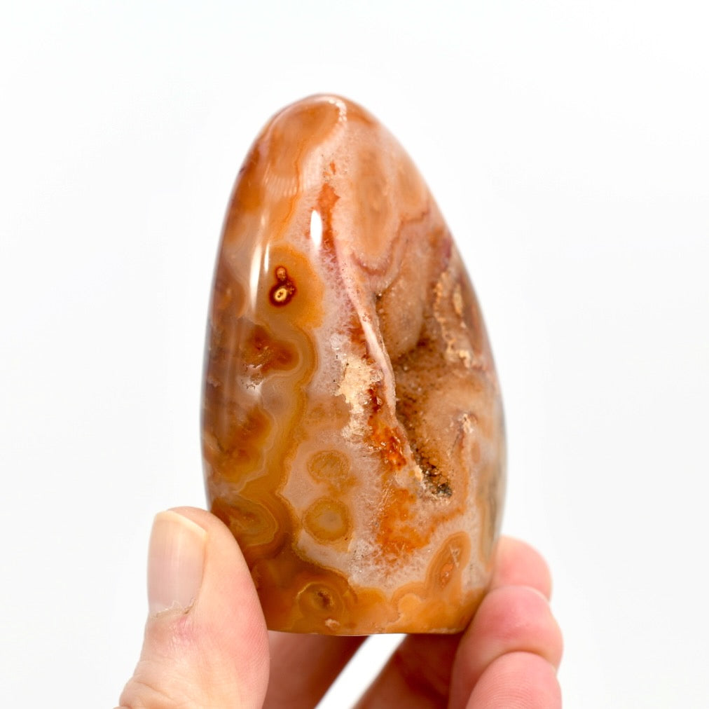 Orbicular Carnelian Agate Crystal Freeform Tower