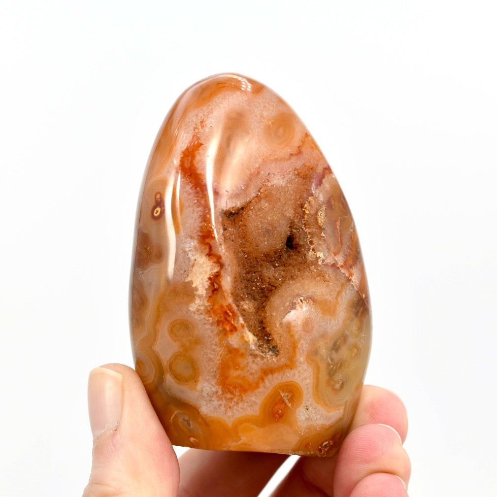 Orbicular Carnelian Agate Crystal Freeform Tower