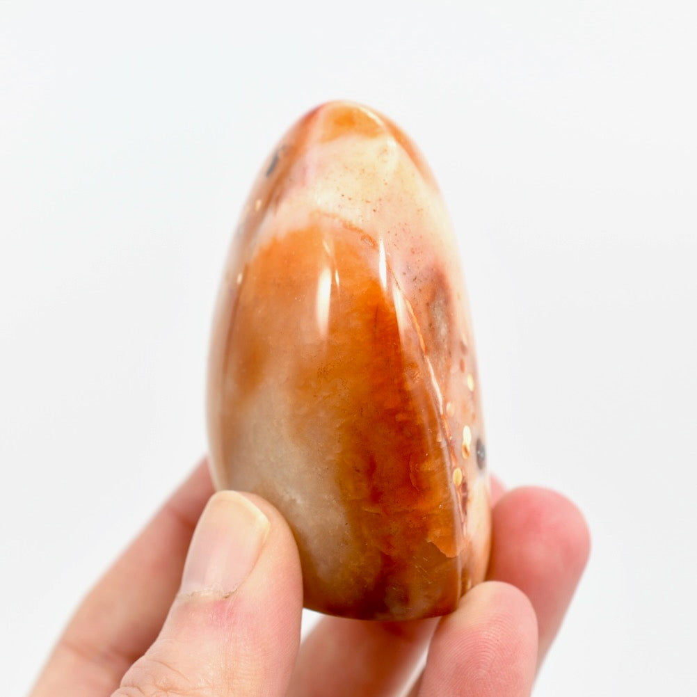 Orbicular Carnelian Agate Crystal Freeform Tower