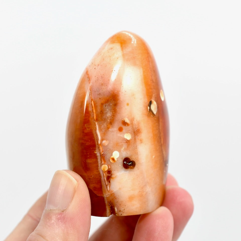 Orbicular Carnelian Agate Crystal Freeform Tower