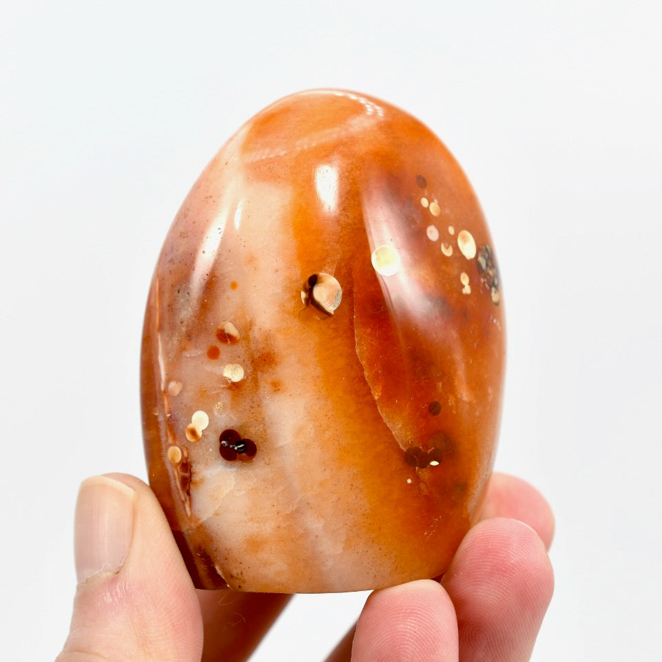 Orbicular Carnelian Agate Crystal Freeform Tower