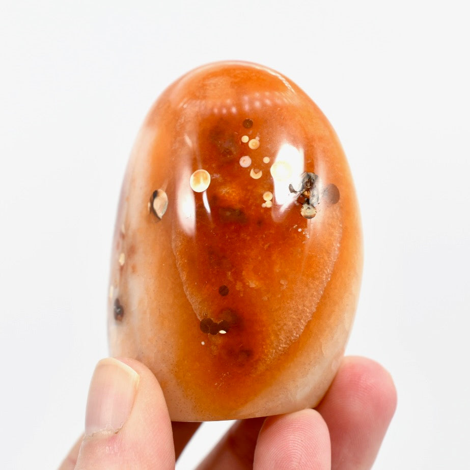 Orbicular Carnelian Agate Crystal Freeform Tower