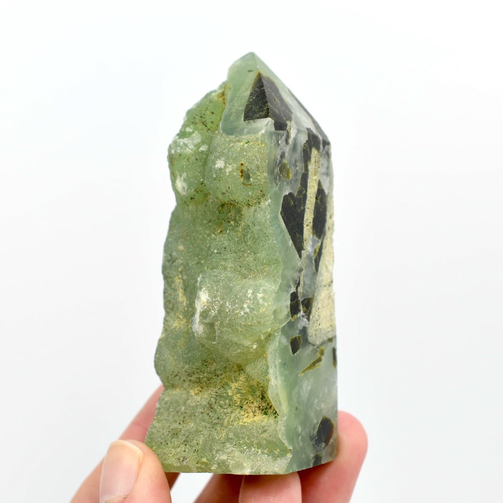 Botryoidal Prehnite Epidote Crystal Tower