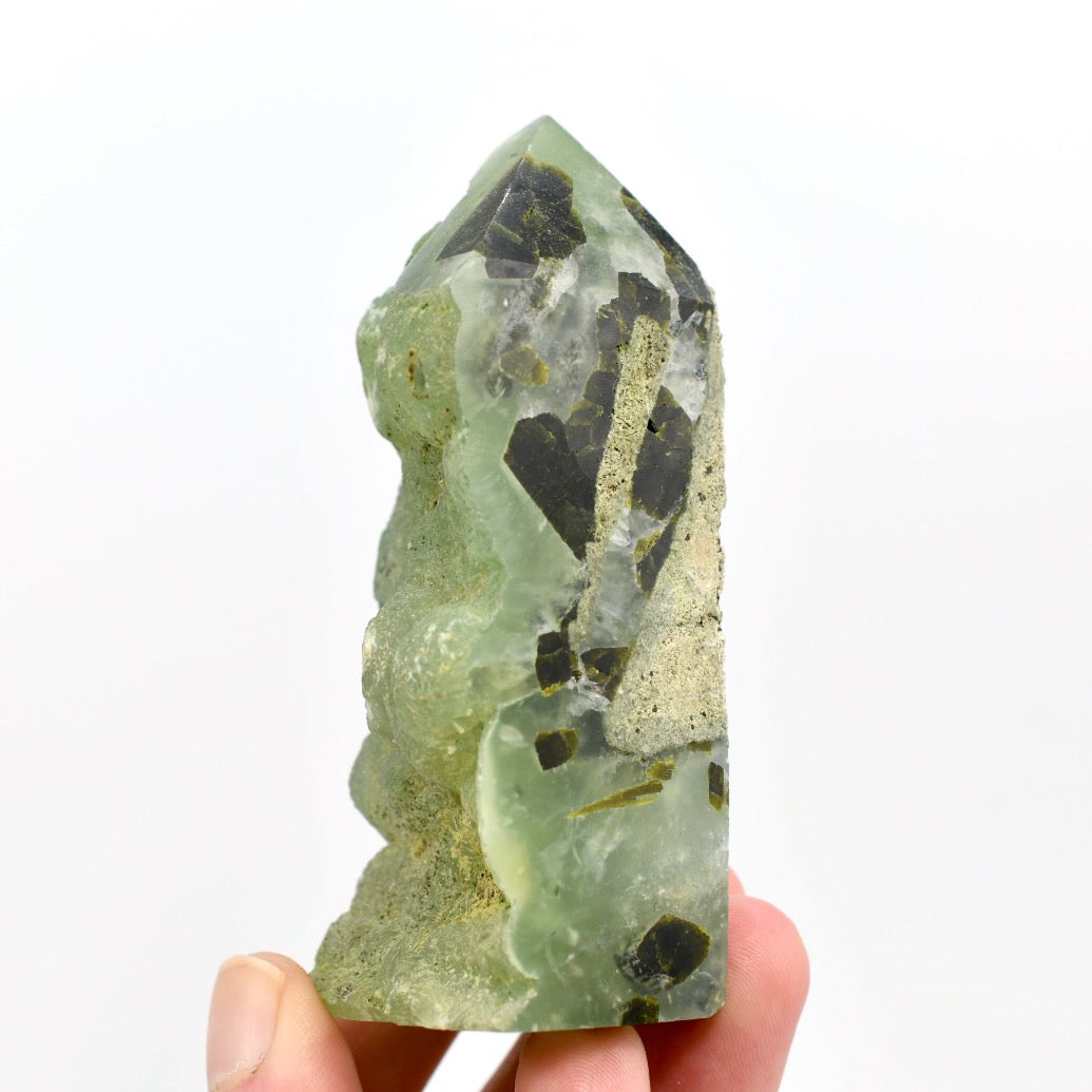 Botryoidal Prehnite Epidote Crystal Tower