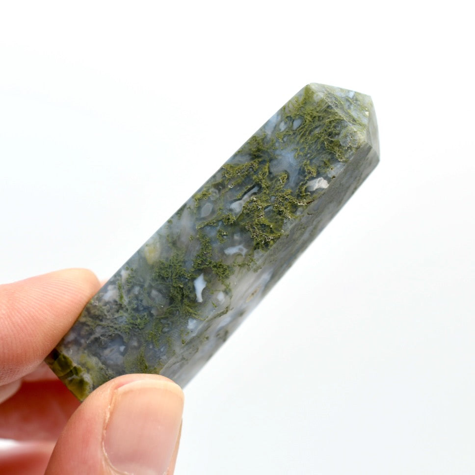 Moss Agate Crystal Tower