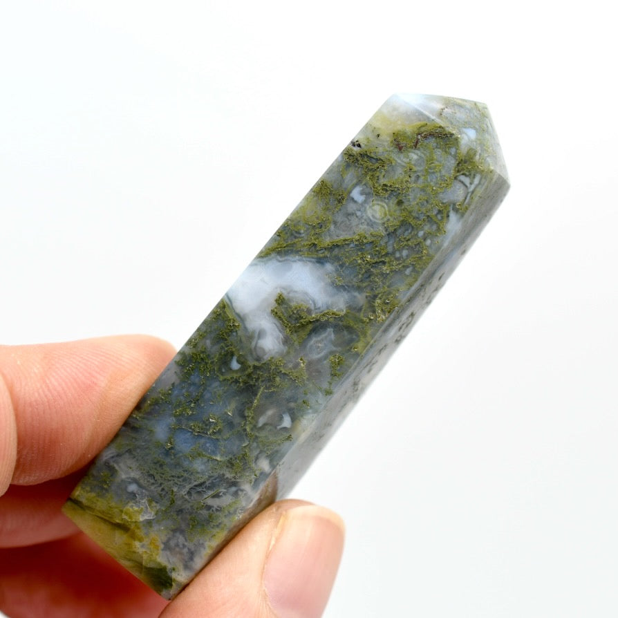 Moss Agate Crystal Tower